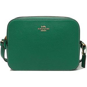 NEW Coach Green Mini Leather Camera Crossbody Bag